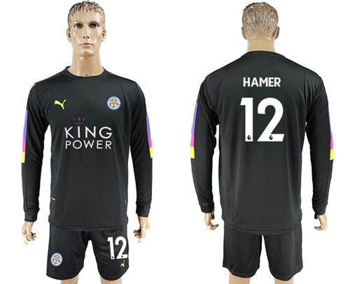 Leicester City #12 Hamer Black Goalkeeper Long Sleeves Soccer Club Jersey